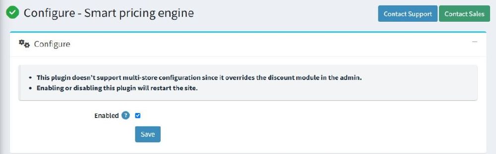 nopcommerce smart pricing engine plugin configuration page